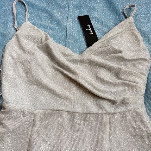 NWT Lulus Ombre Lurex Maxi Dress Blue Silver Glitter Formal Prom Small - Picture 6 of 11